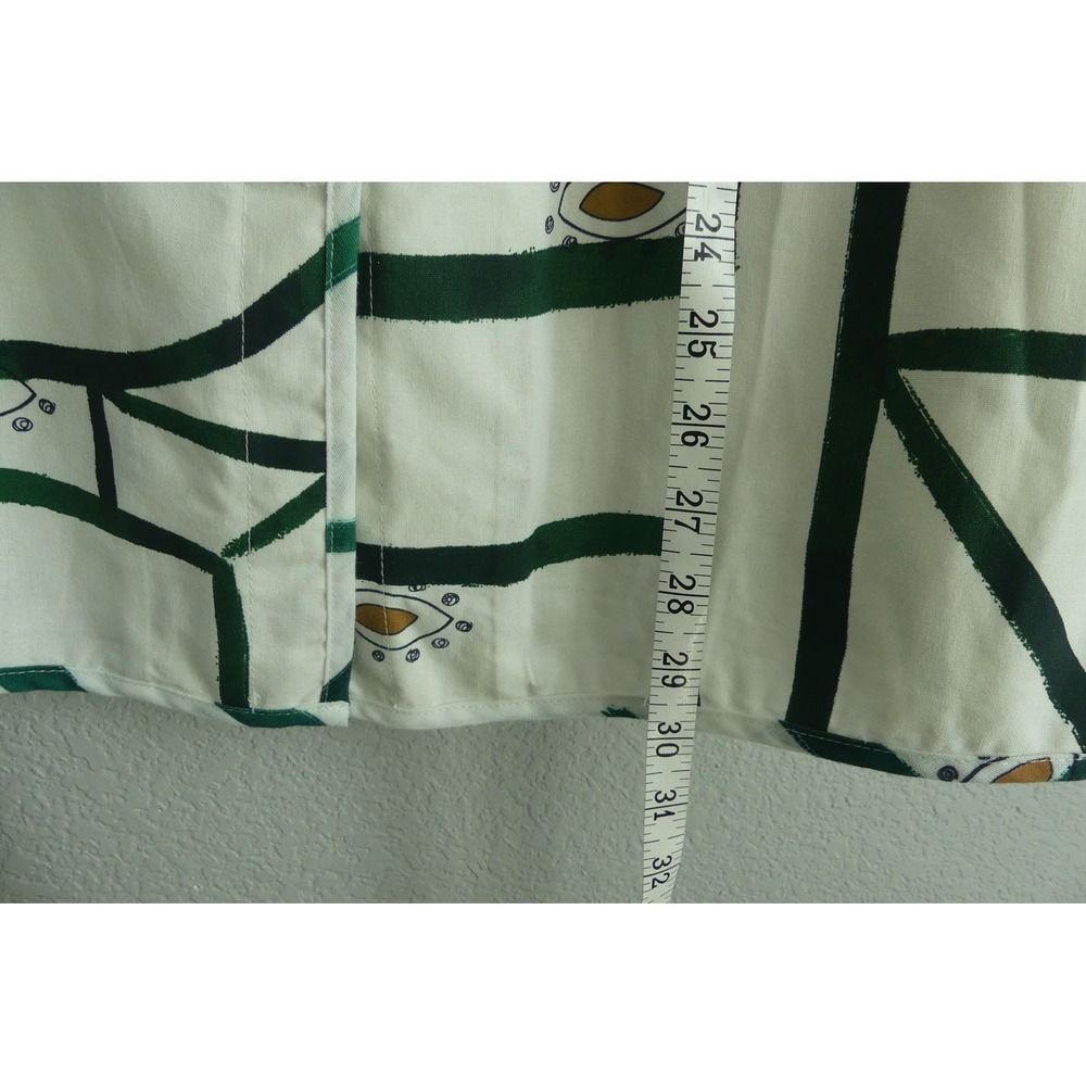 Commense Women Green Geometric Eye Print Linen Blend Shirt and Shorts Set M - Picture 4 of 9